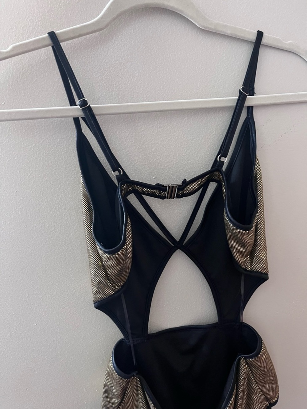 Gold Metallic Cutout One-Piece pole wear medium - Picture 3 of 9